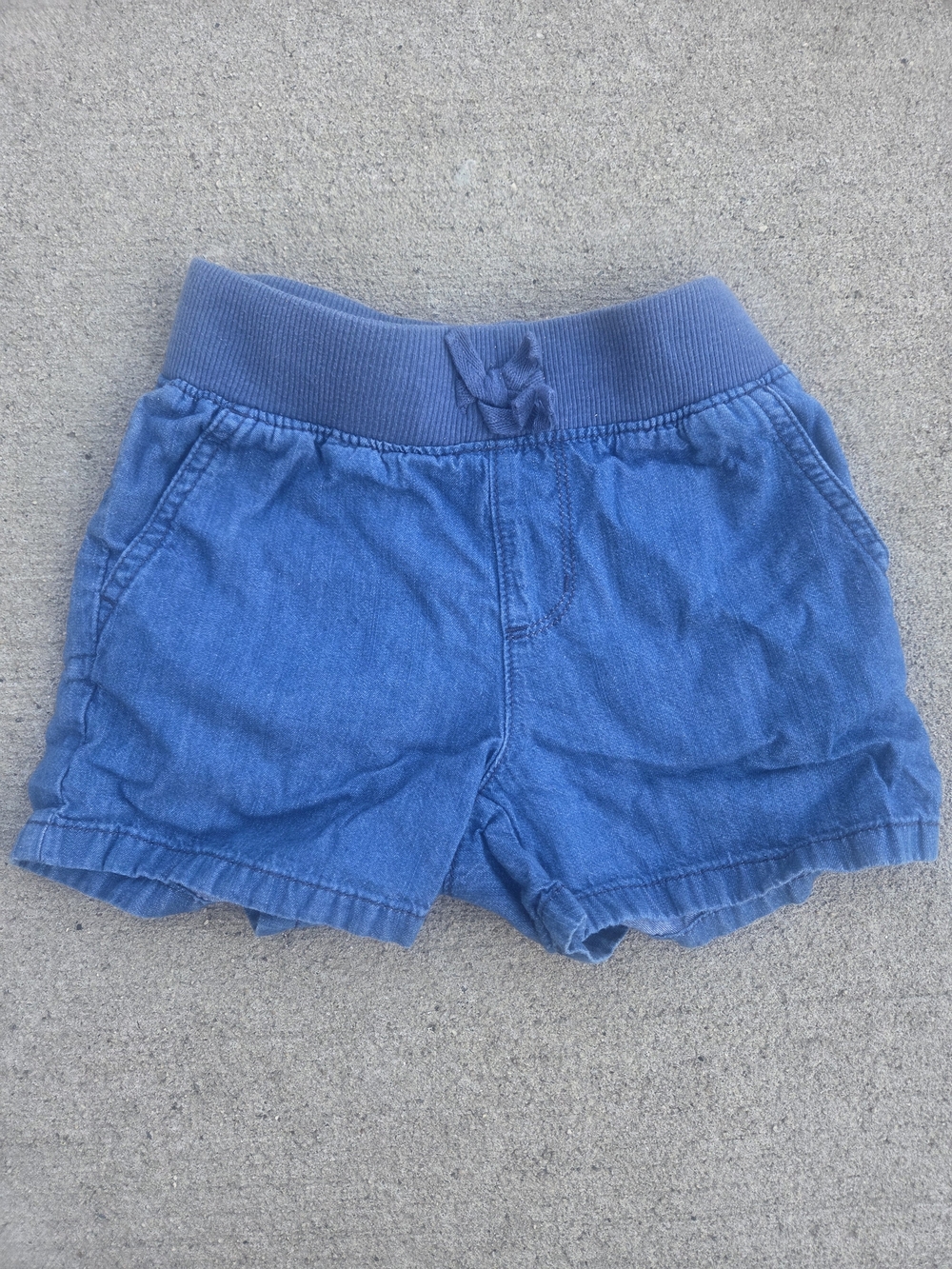 Childrena Place Blue Ribbed-Waist Denim Shorts